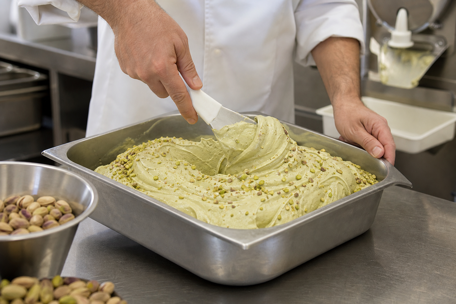Fresh gelato being prepared